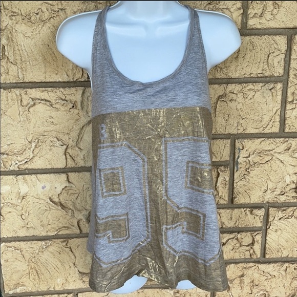 Reebok flow tank top work out Gray & Gold loose - Picture 1 of 8